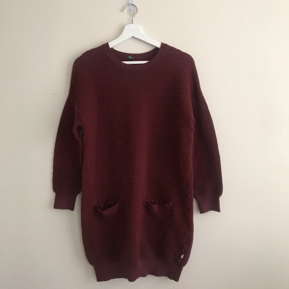 United Colors of Benetton Burgundy Sweater Dress